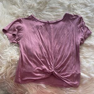 Purple pink twisted cropped short sleeve thin top shirt no size fits like small